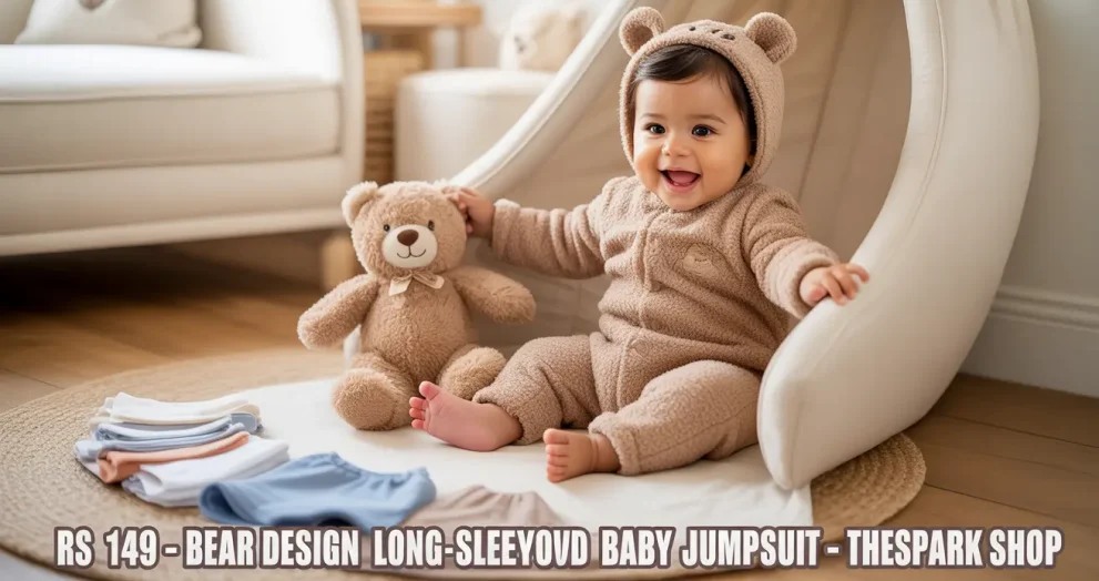 rs 149 bear design long-sleeve baby jumpsuit thespark shop
