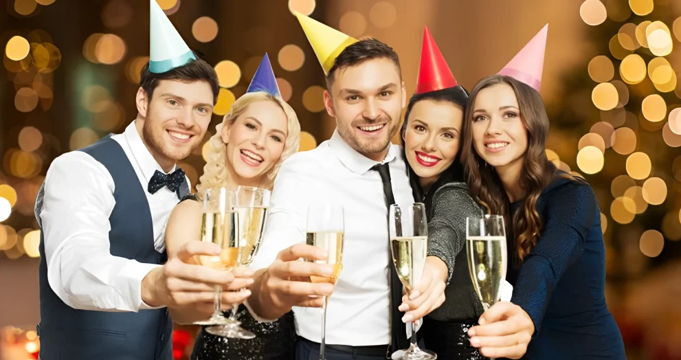 Stylish New Year’s Eve Celebration With Entertainment and Celebratory Toasts
